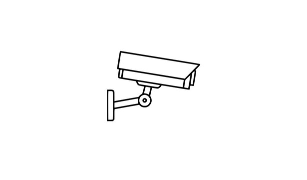 Minimal CCTV camera line art vector security surveillance icon side view isolated on white background