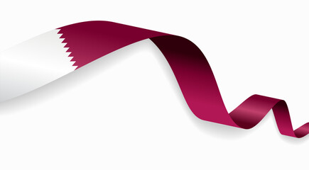 Qatari flag waving ribbon design for national holidays. Vector illustration. © Khvost