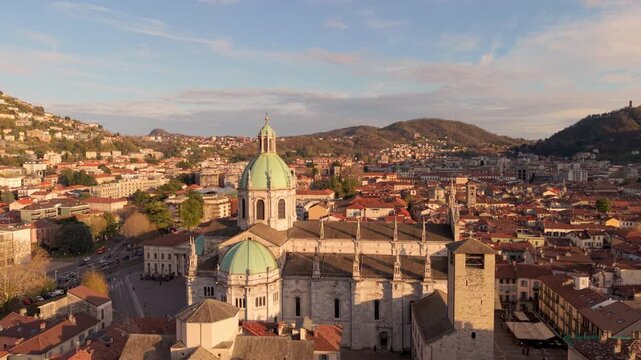 Aerial view of the Cattedrale Santa Maria, Como. Italy