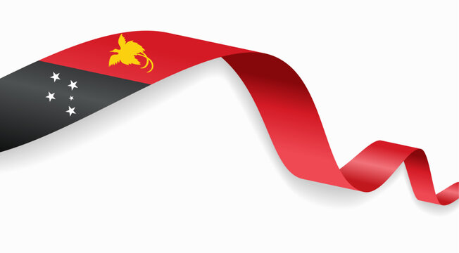 Papua New Guinea flag waving ribbon design for national holidays. Vector illustration.