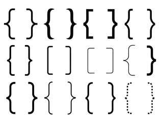 Bracket set collection vector, typography symbol set, assorted brackets and braces icons, clean minimal line design © MUNNU