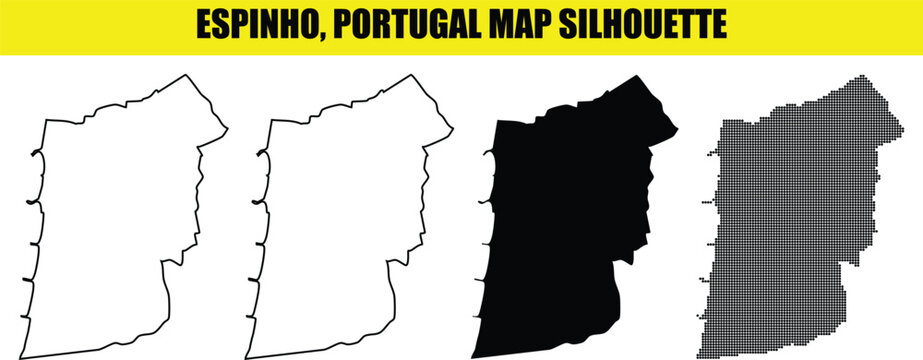 Espinho portugal map silhouette vector illustration graphic design outline and filled.