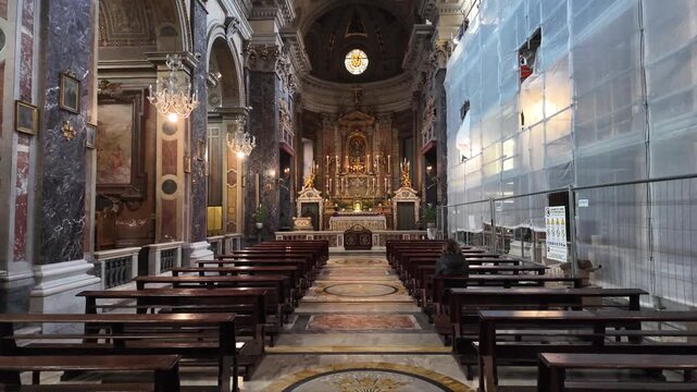 Baroque High Altar And Virgin Mary Painting In Capuchin Church Rome
