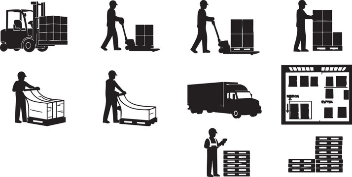 Silhouette people activity icon set business workflow 22