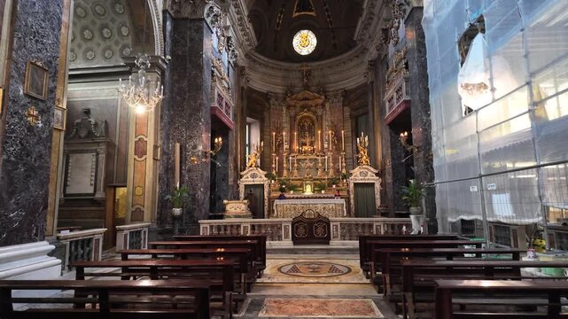 Baroque Interior Architecture Of Santa Maria In Via Church Rome