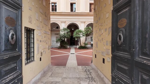 Ancient Iron Gate Entrance To San Silvestro In Capite Courtyard Rome