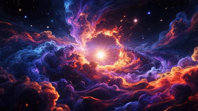 Mystical star-filled nebula with glowing core
