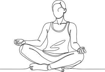 Obraz premium Minimalist line art of a person meditating in a lotus pose, serene and calm.