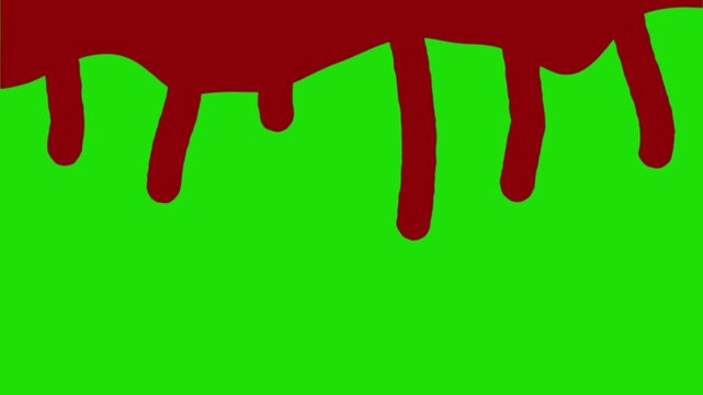 Realistic blood dripping transition effect covering green screen for horror and action films.
Organic red liquid flow animation for cinematic scene transitions and spooky halloween video overlays.