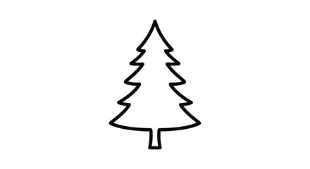 Obraz premium A simple black and white line drawing depicts a classic evergreen tree shape with a pointed top