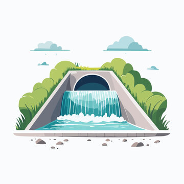 Storm Drain Waterfall Illustration