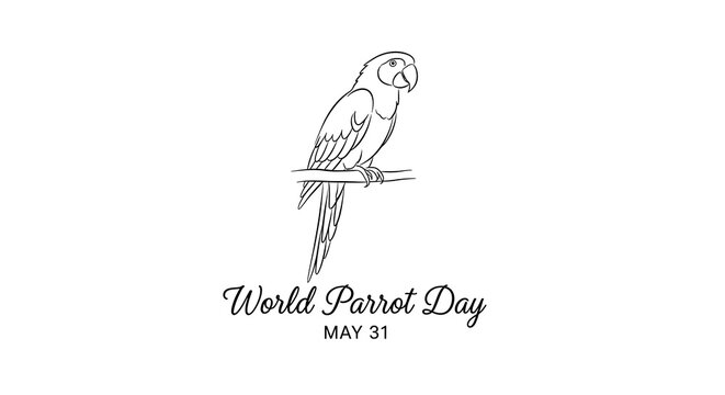 World parrot day design with a handdrawn parrot illustration isolated on white background