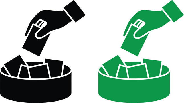 Hand putting paper into recycling bin vector illustration