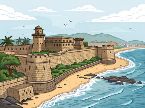 Murud Janjira Fort coastal vector