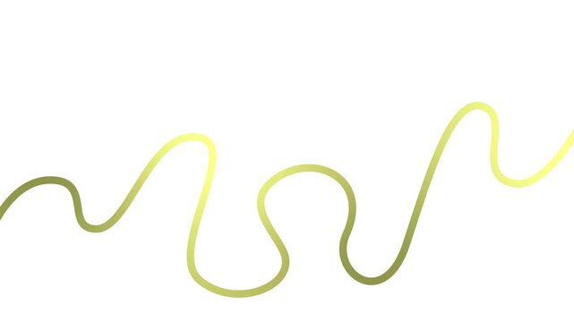 Animated golden tape appear and disappear. Decorative line with smooth. Looped video. Linear vector illustration isolated on white background.