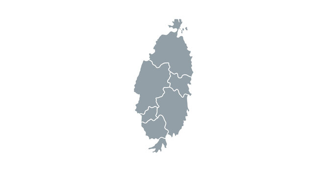A simplified grey map illustration depicts the island nation of saint lucia showing its distinct shape high quality