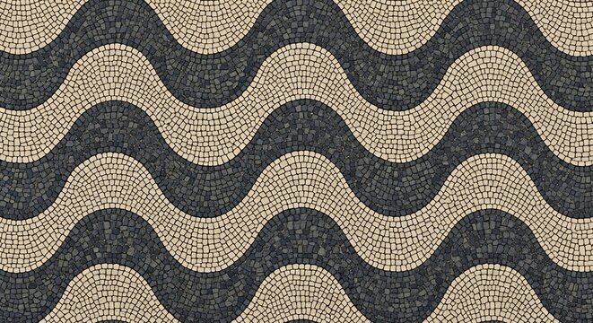 Iconic Copacabana Wave Pattern Pavement Texture.