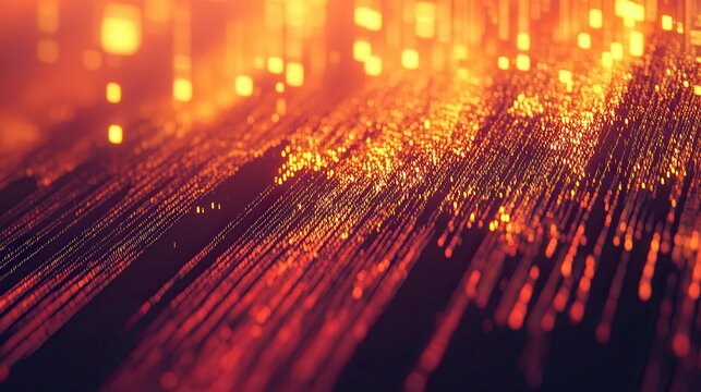 Abstract digital data stream flowing through a vibrant network of glowing lines and particles, representing technological concepts and information flow.