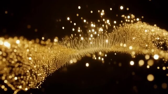 Golden Shimmering Flowing Background With Particles_01