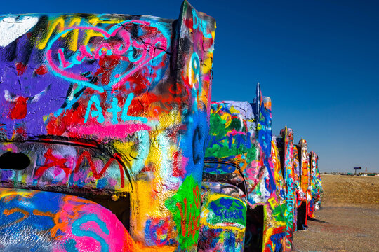 Cadillac Ranch Public Art Installation on Route 66 Amarillo Texas