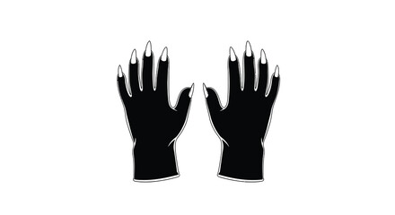 Fototapeta premium A stark black and white illustration depicts two hands with dramatically elongated pointed fingernails high quality professional detailed