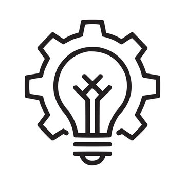 Vector Lightbulb Gear Icon &ndash; Innovation, Creativity, Business Concept, vector icon of a lightbulb inside a gear, representing innovation, technology, and creative solutions. Ideal for infographics