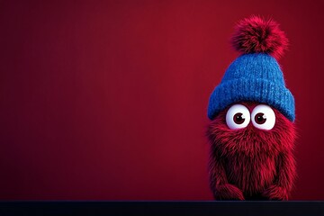 Fototapeta premium Whimsical monster in winter gear