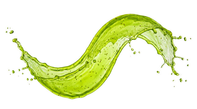 Green Juice Splash Wave Isolated on White Background