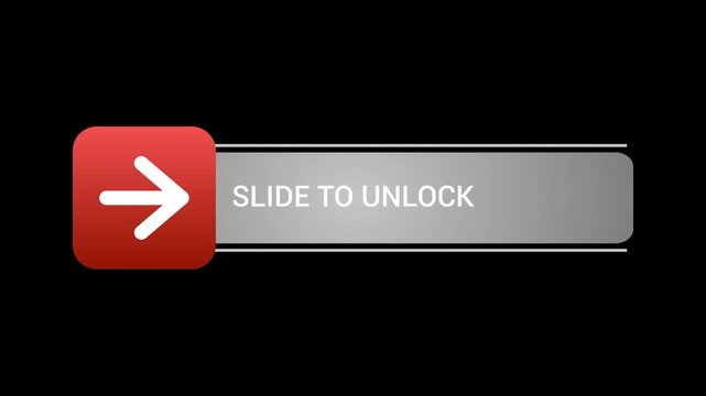 Slide to unlock slider button, cybersecurity concept on alpha background. 4k video animation