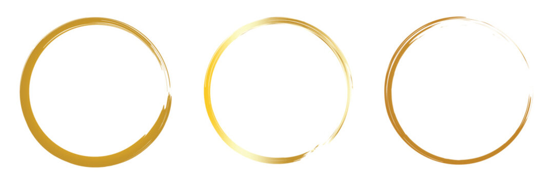 Gold glittering circle of paint golden glitter texture. abstract gold glitter texture. gold circle frame set on white background. Vector Illustration . EPS 10 .