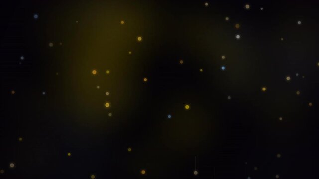 A dark background illuminated with scattered stars and orbs of light, creating a dreamy atmosphere