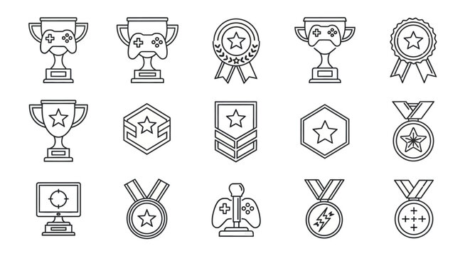 Collection of achievement icons and awards.