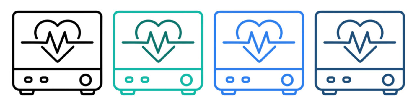 heart monitor set line icon on transparent background