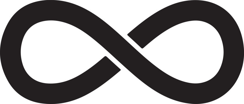 Infinity Symbol, Black Vector Icon, Mathematical Sign, Endless Loop