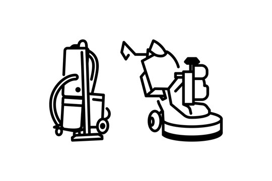 Cleaning machine line icon. Floor care and cleaning service. Vector illustration sign for web graphic. black line object isolated on white background