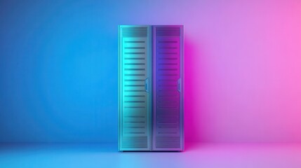 Fototapeta premium Modern Server Racks Illuminated with Vibrant Neon Lights in a Data Center Environment