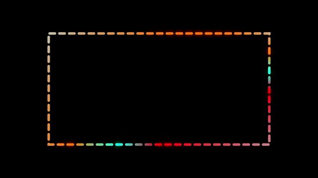 Line dot Rectangle frame animation. Rectangular doodle scribble motion graphics
