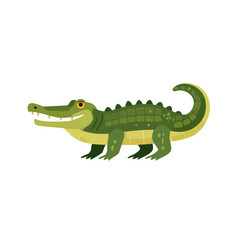 Fototapeta premium A cheerful green alligator in flat vector style