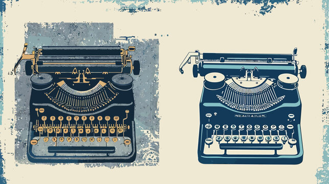 Two vintage typewriters side-by-side, one grungy, one clean, against a neutral background