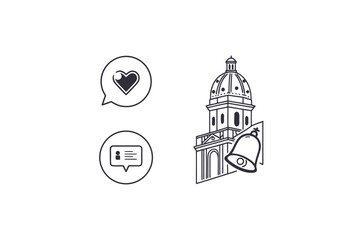 Naklejka premium UI Heart Chat Share Notification Icons