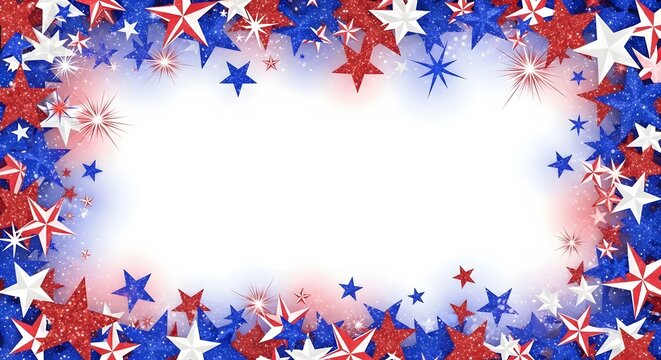Patriotic american celebration a festive frame of red white and blue stars
