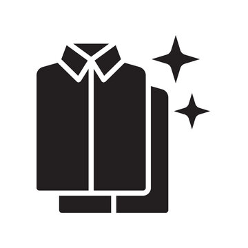 Solid vector illustration of neatly folded clean shirts with sparkles, symbolizing fresh laundry.