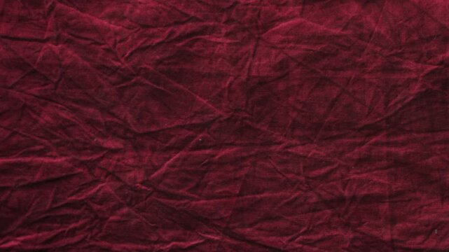 red burgundy crinkled fabric texture background loopable 4k overlay with alpha channel. red crumpled linen fabric surface 4k.
