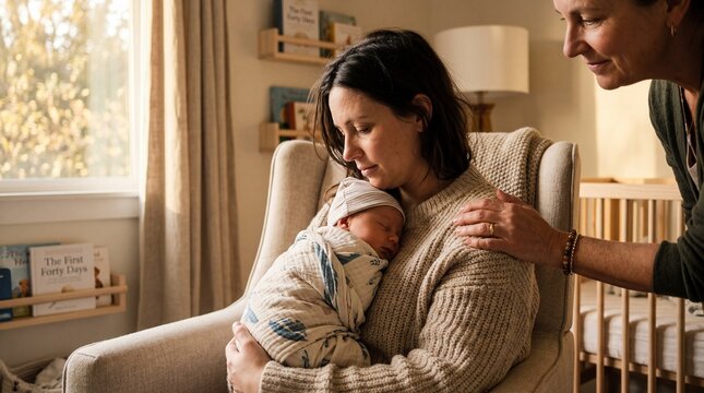 Postpartum Doula Providing Emotional Support to New Mother