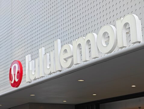 Shanghai,China-Oct.25th 2025: lululemon brand logo store sign