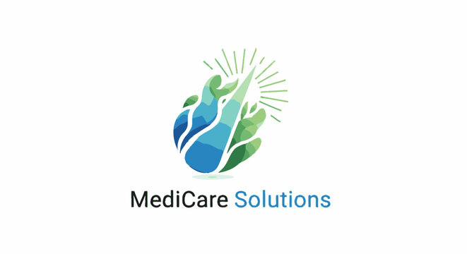 Healthcare logo for Medicare Solutions with abstract blue icon