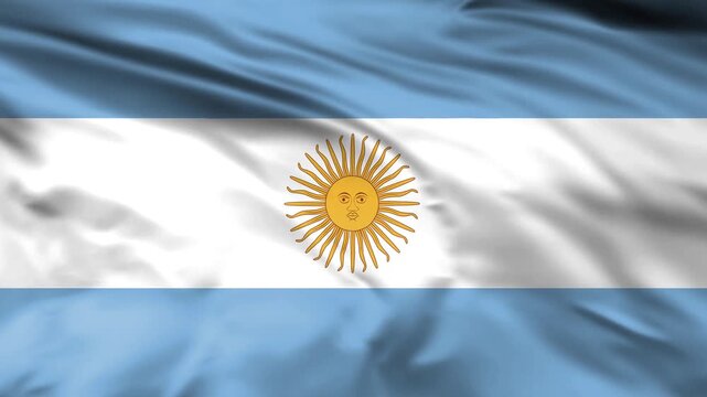 Argentina national flag waving loopable 4k alpha channel overlay. argentina flag realistic fabric texture background.