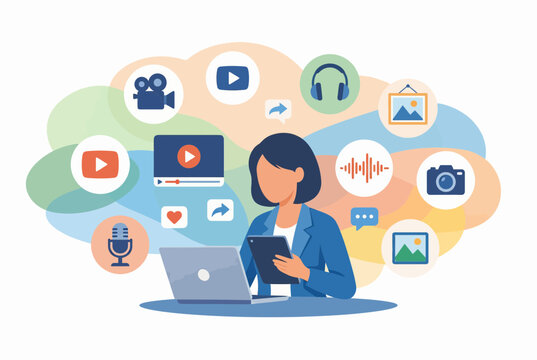 Digital Content Creator Managing Multimedia Information Economy Hub