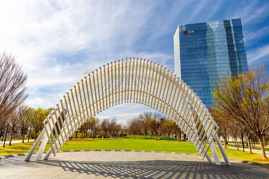 Clamshell Bandshell at Devon Lawn Myriad Botanical Gardens Oklahoma City
