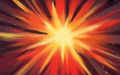 Obraz premium Energetic abstract explosion with radiating streaks of red, orange, and yellow light, creating a powerful visual effect.